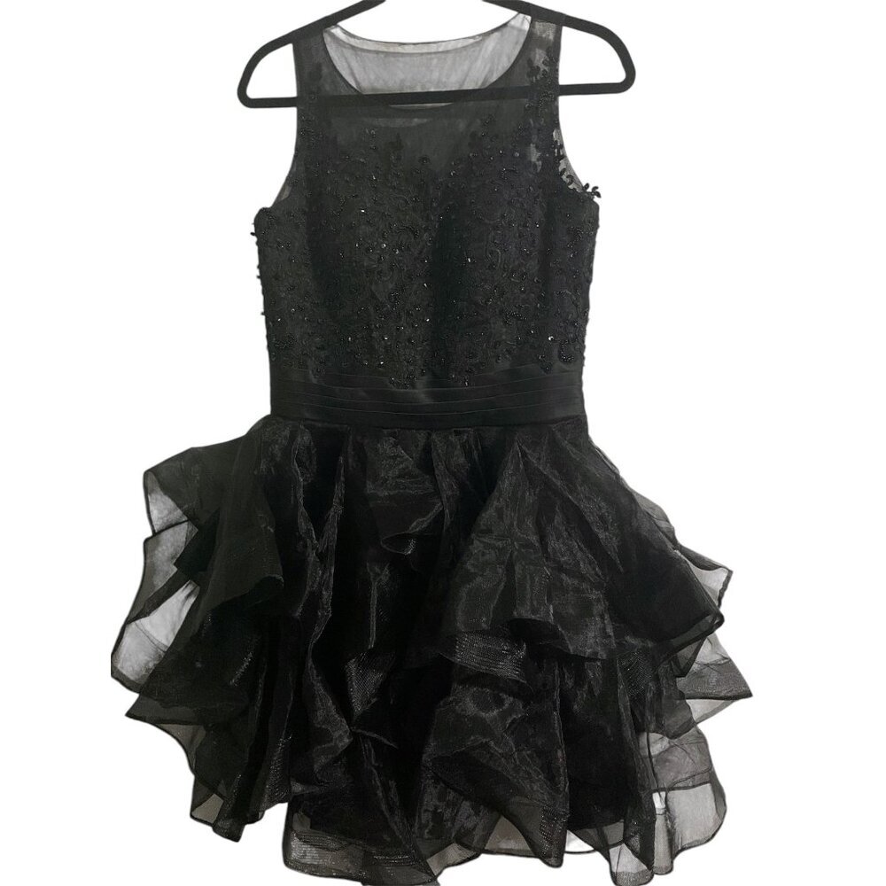 OYISHA Prom/Homecoming/Special Occasion Sequin Layered Chiffon Ruffle Dress 10